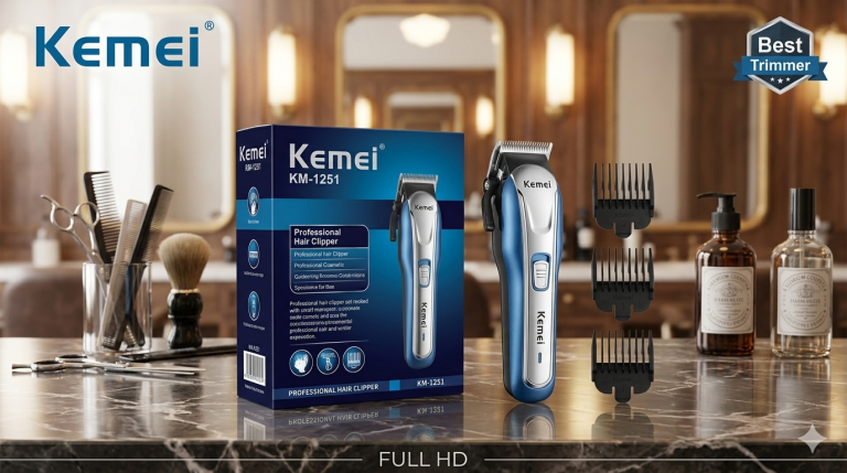 Kemei KM-1251 Rechargeable 3 clipper Hair and Beard Trimmer for Men