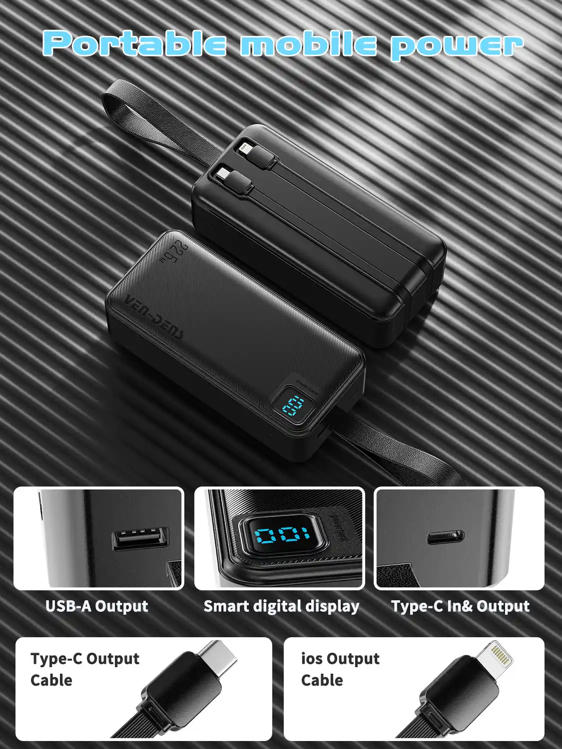 VEN-DENS 30000mAh Fast Charging Power Bank